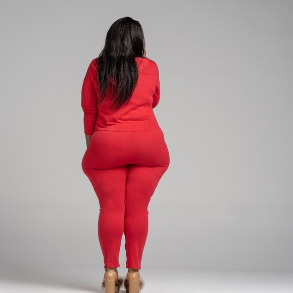 Knee Slit Drawstring Jumpsuit - Picture 3 of 3